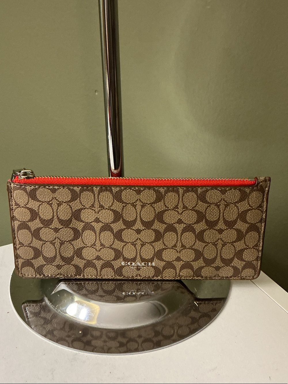 Coach Pop Slim Envelope Orange Leather Signature Clutch Wallet Set SEE PHOTOS - Picture 7 of 14